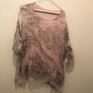Pink tank with sheer overlay